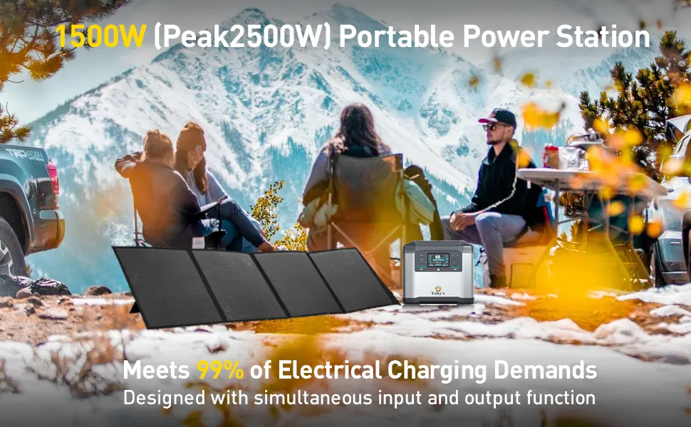 Portable Power Station 1500W, 1008Wh Portable Charging Station Fast Recharge 80% in 1H, 3 AC Outlets (Peak 2500W) Portable Power Backup for Camping RV/Van Emergency Tobysouq.com